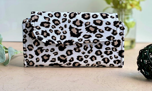 Leopard Print Wallet, Gray Leopard Wallets, Grey Animal Print Purse